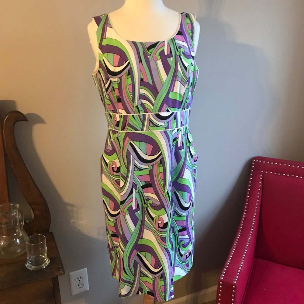 Tahari Unique Modern Geometric Patterned Dress - image 2